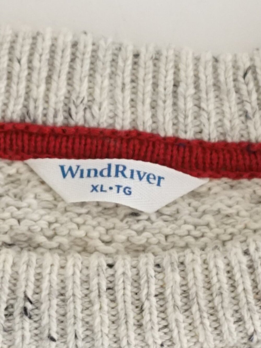 Vintage WindRiver Cream Speckled Knit Crew Neck Heavy Textured Cotton Sweater XL - Picture 10 of 10
